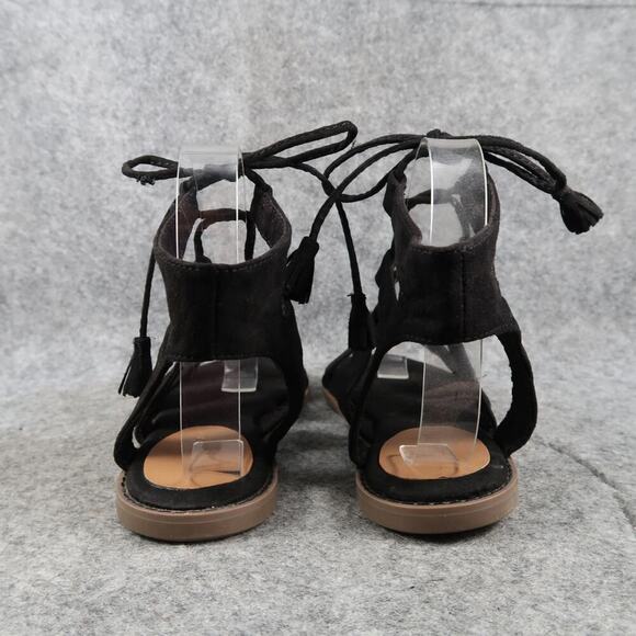 Old Navy Shoes Womens 7 Sandals Fashion Gladiator Lace Up Tie Black Casual Flat - Picture 5 of 11